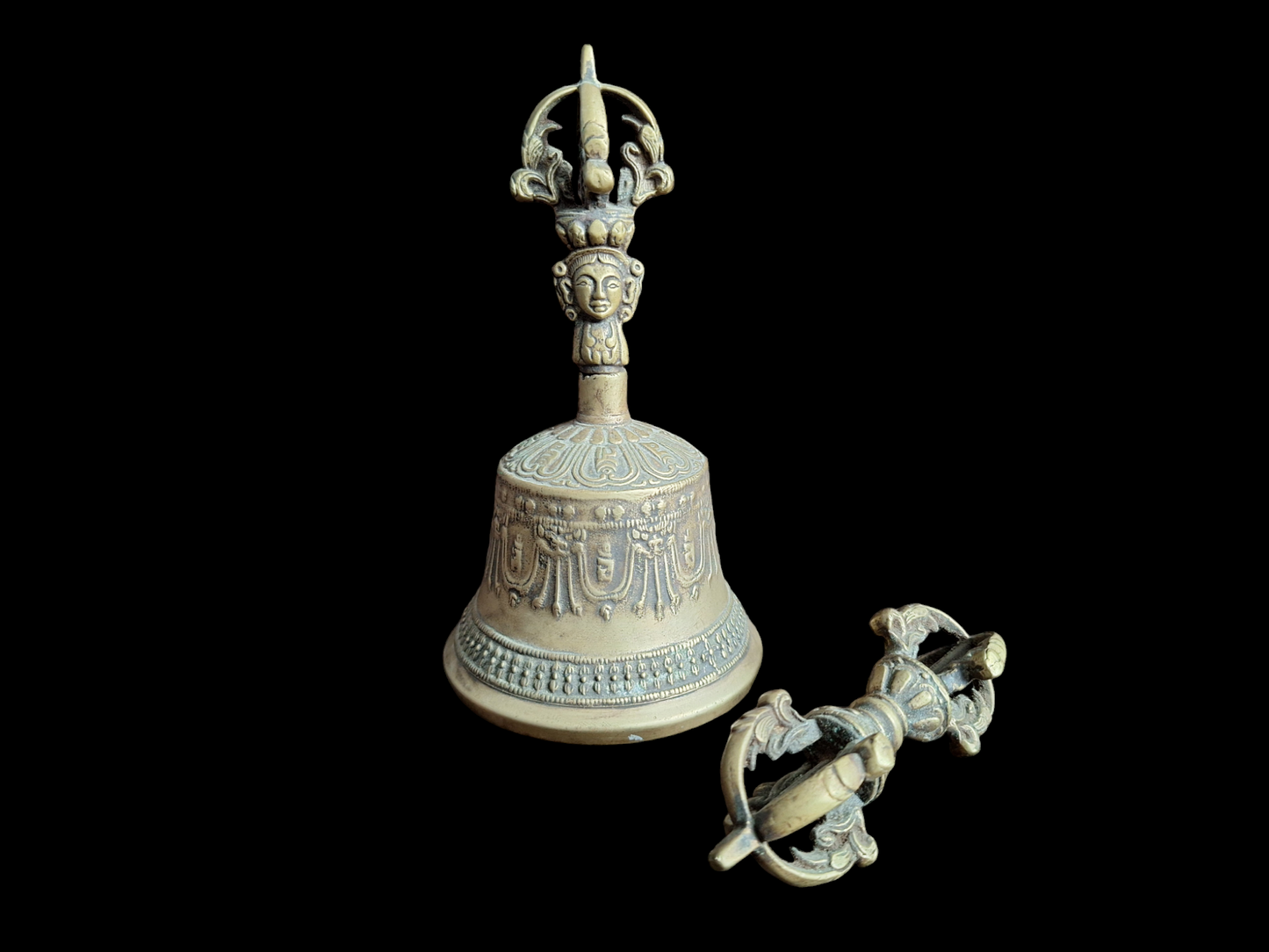 Vintage Tibetan Buddhist bell and dorje set