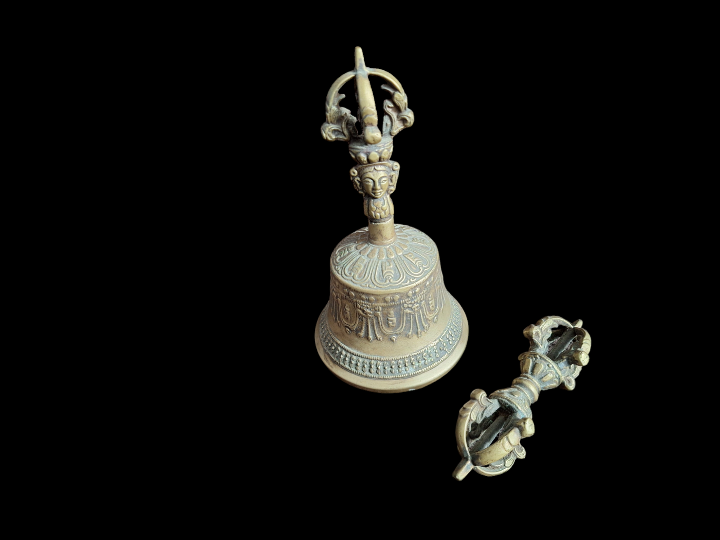 Vintage Tibetan Buddhist bell and dorje set