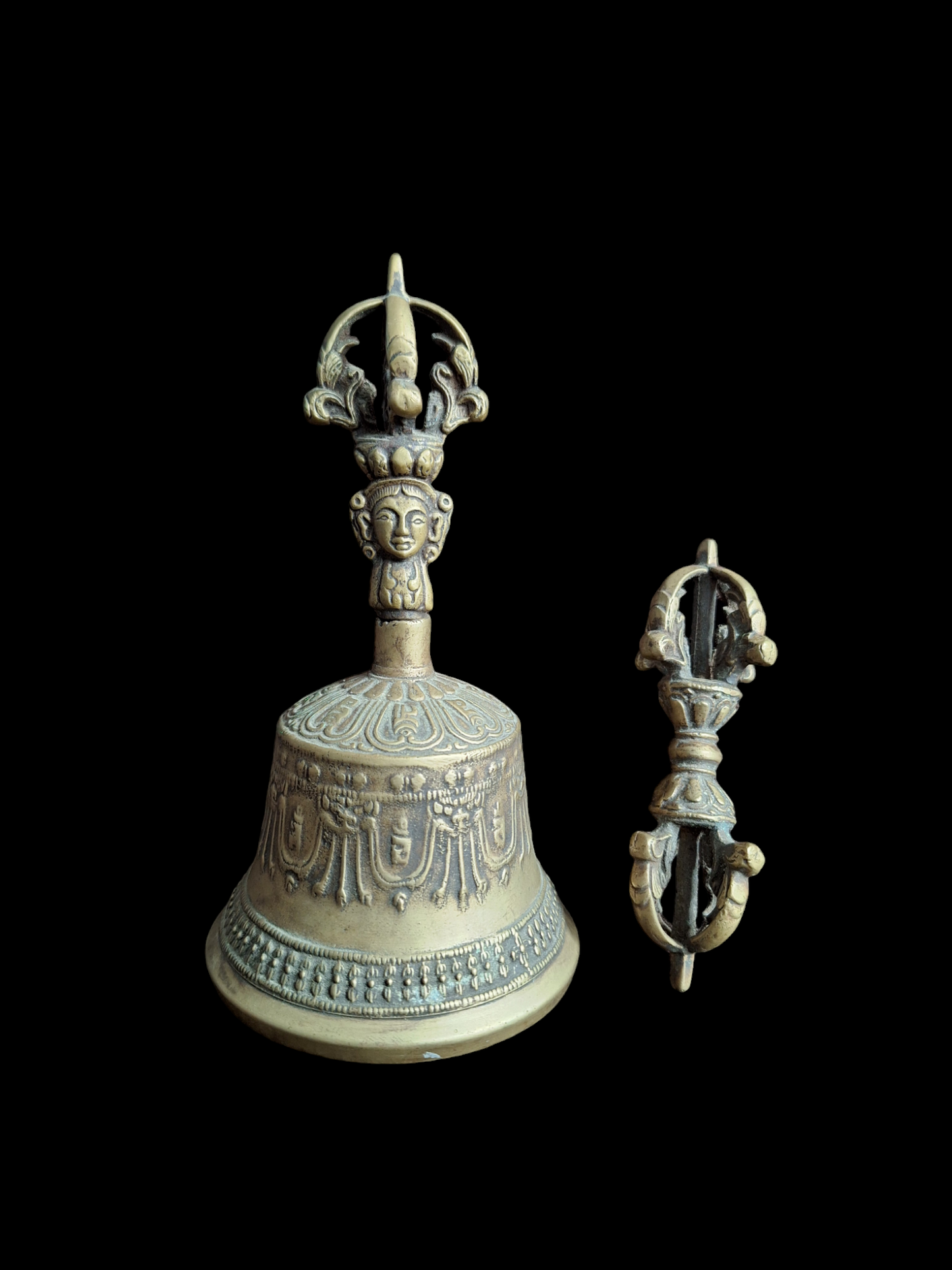 Vintage Tibetan Buddhist bell and dorje set