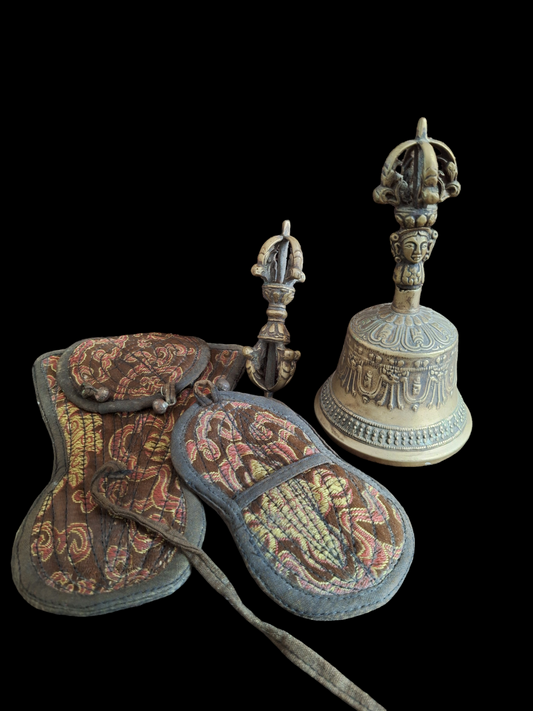 Vintage Tibetan Buddhist bell and dorje set