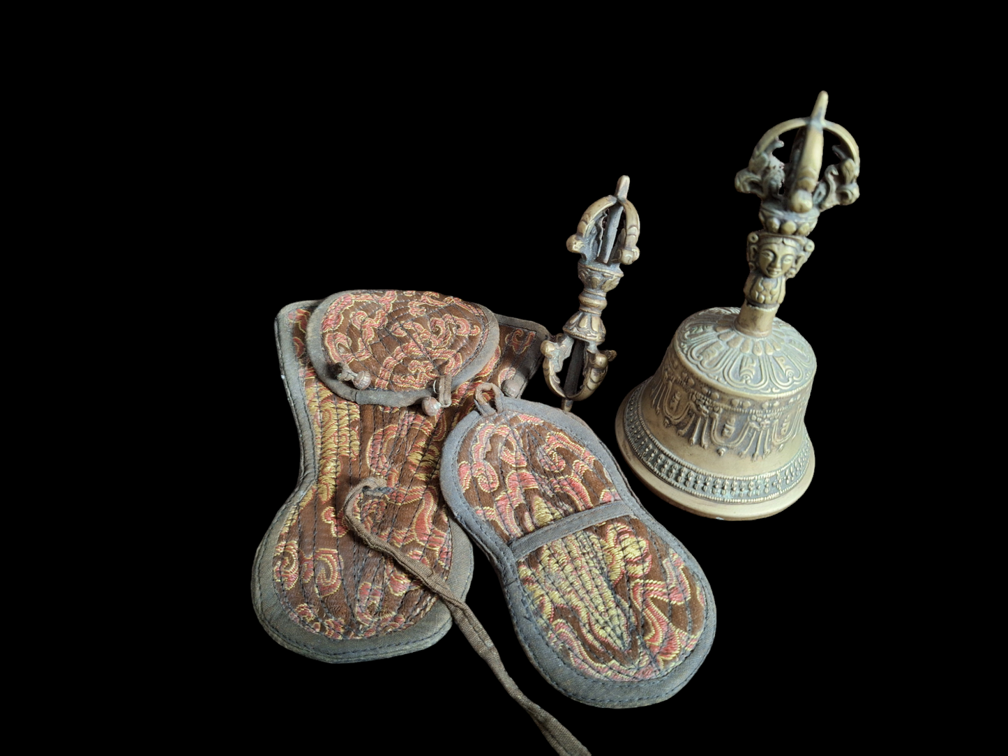 Vintage Tibetan Buddhist bell and dorje set