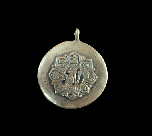 Nepalese mirror Auspicious Symbols and Lo Shu 39 millimeters