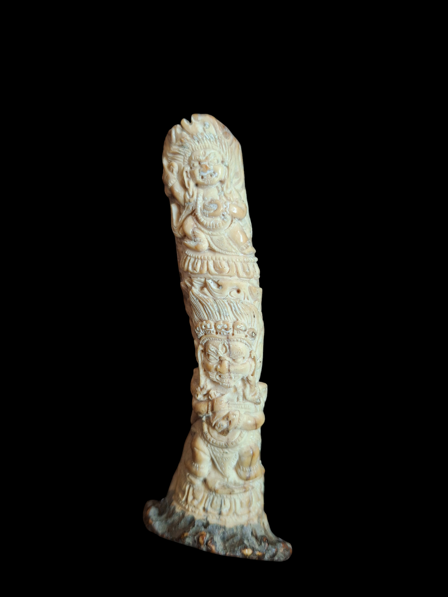 Vintage antler carving Mahakala and Vajrapani Krodha