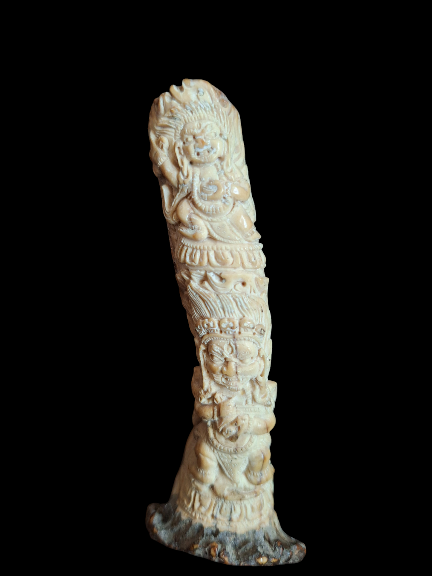 Vintage antler carving Mahakala and Vajrapani Krodha