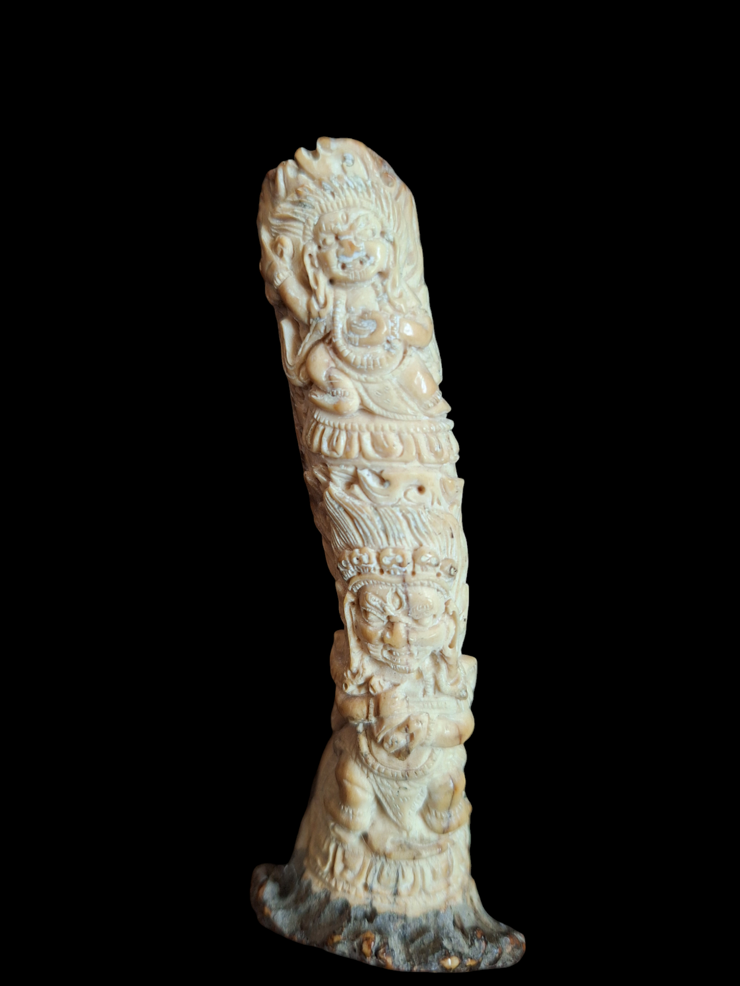Vintage antler carving Mahakala and Vajrapani Krodha