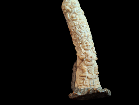 Vintage antler carving Mahakala and Vajrapani Krodha