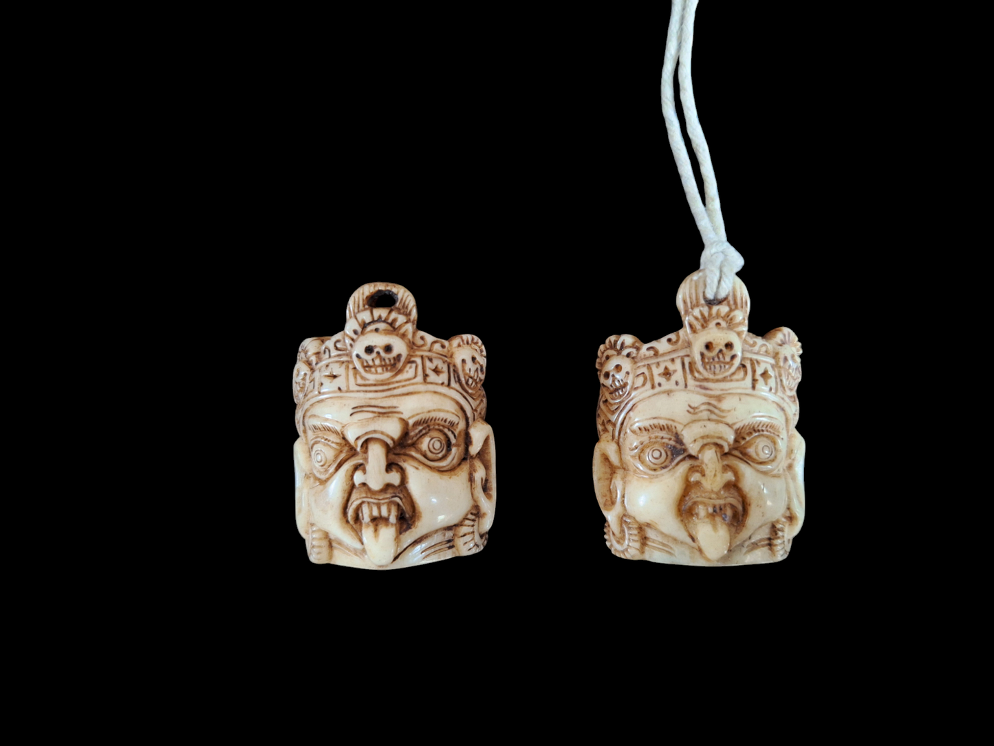 Bone carved Mahakala pendant #2