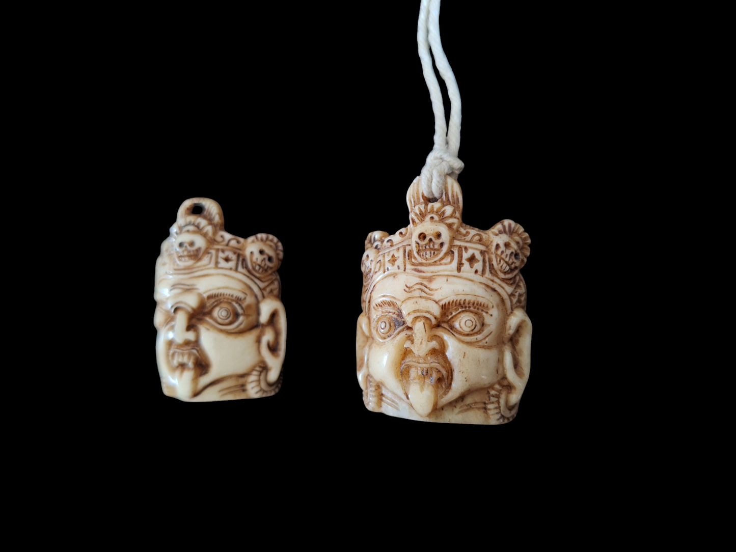 Bone carved Mahakala pendant #2