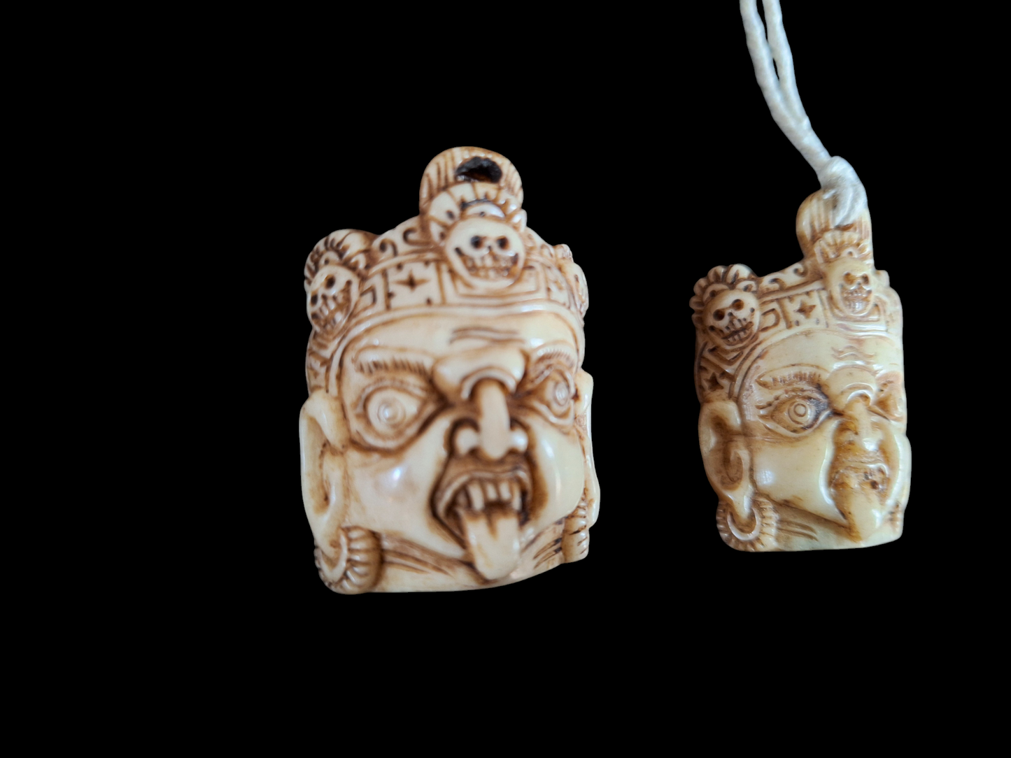 Bone carved Mahakala pendant #2