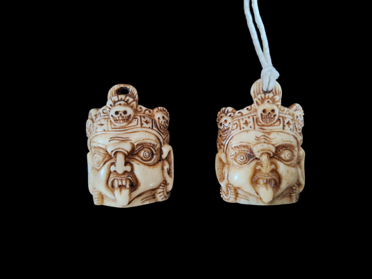 Bone carved Mahakala pendant #2