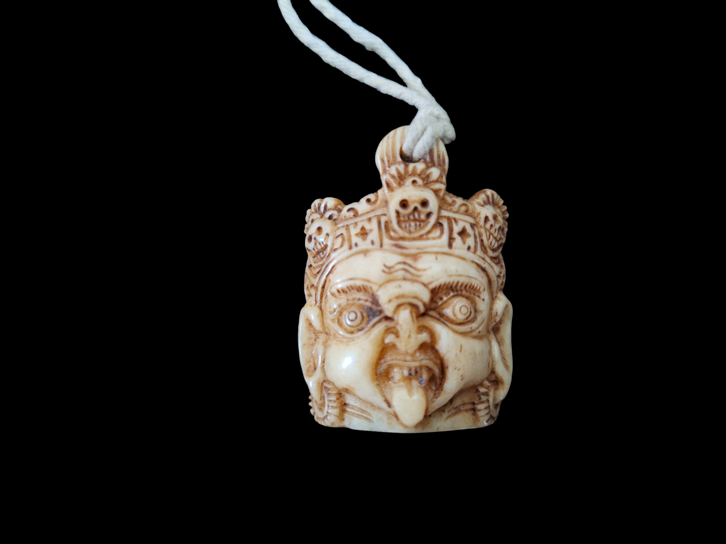 Bone carved Mahakala pendant #2