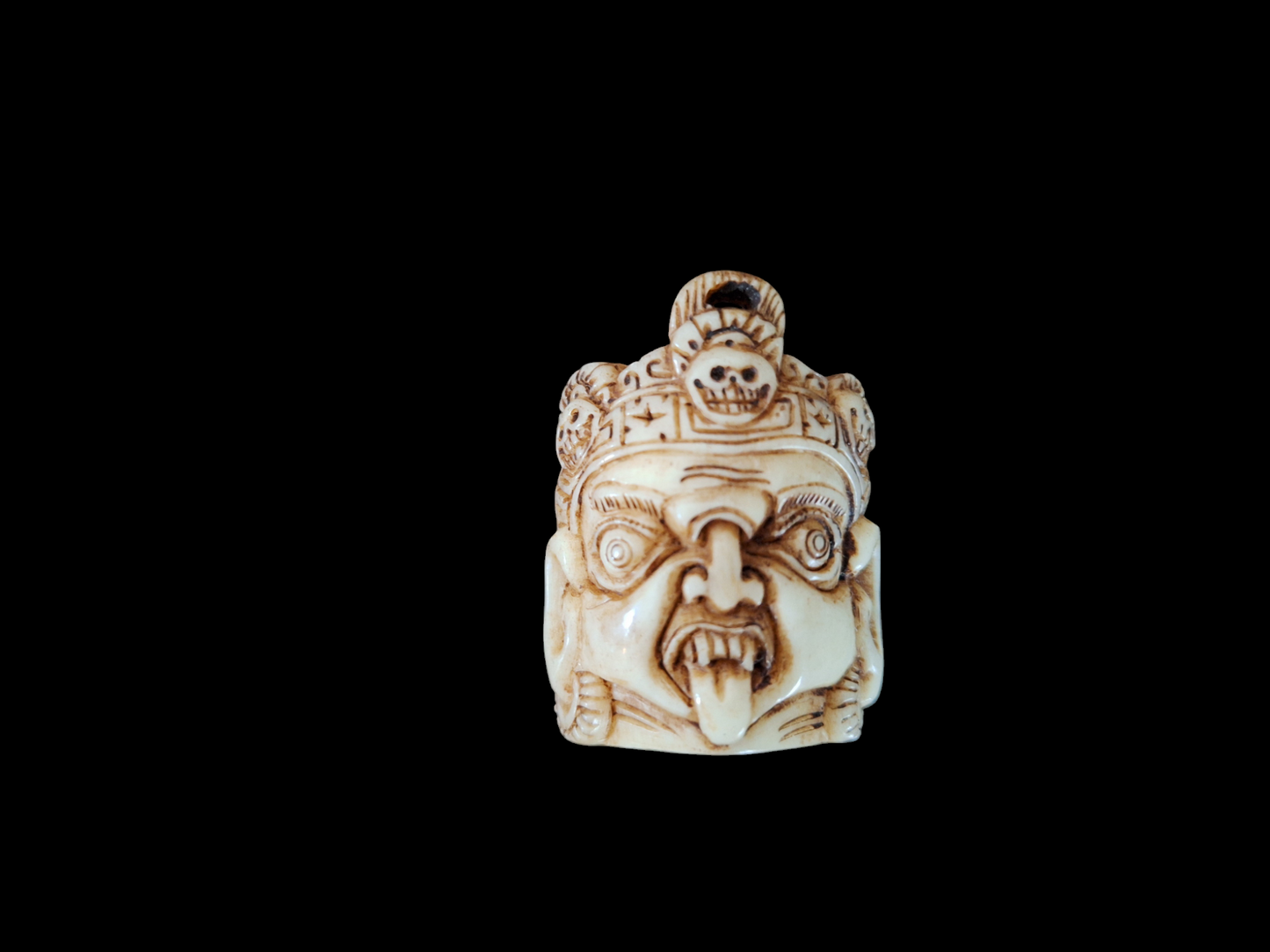 Bone carved Mahakala pendant #2