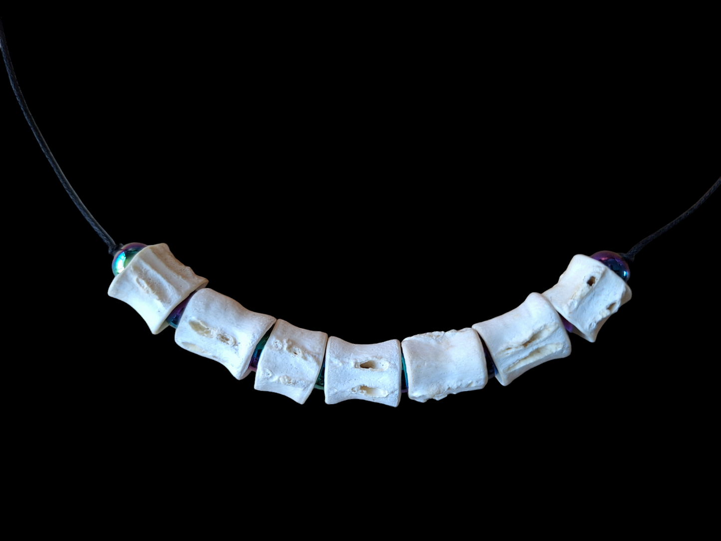 Shark vertebrae and rainbow hematite amulet necklace #1