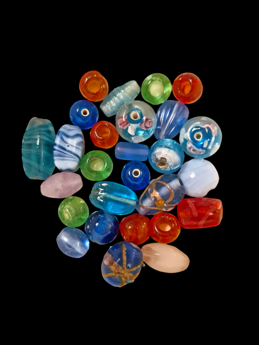 Glass beads mix, set of 10