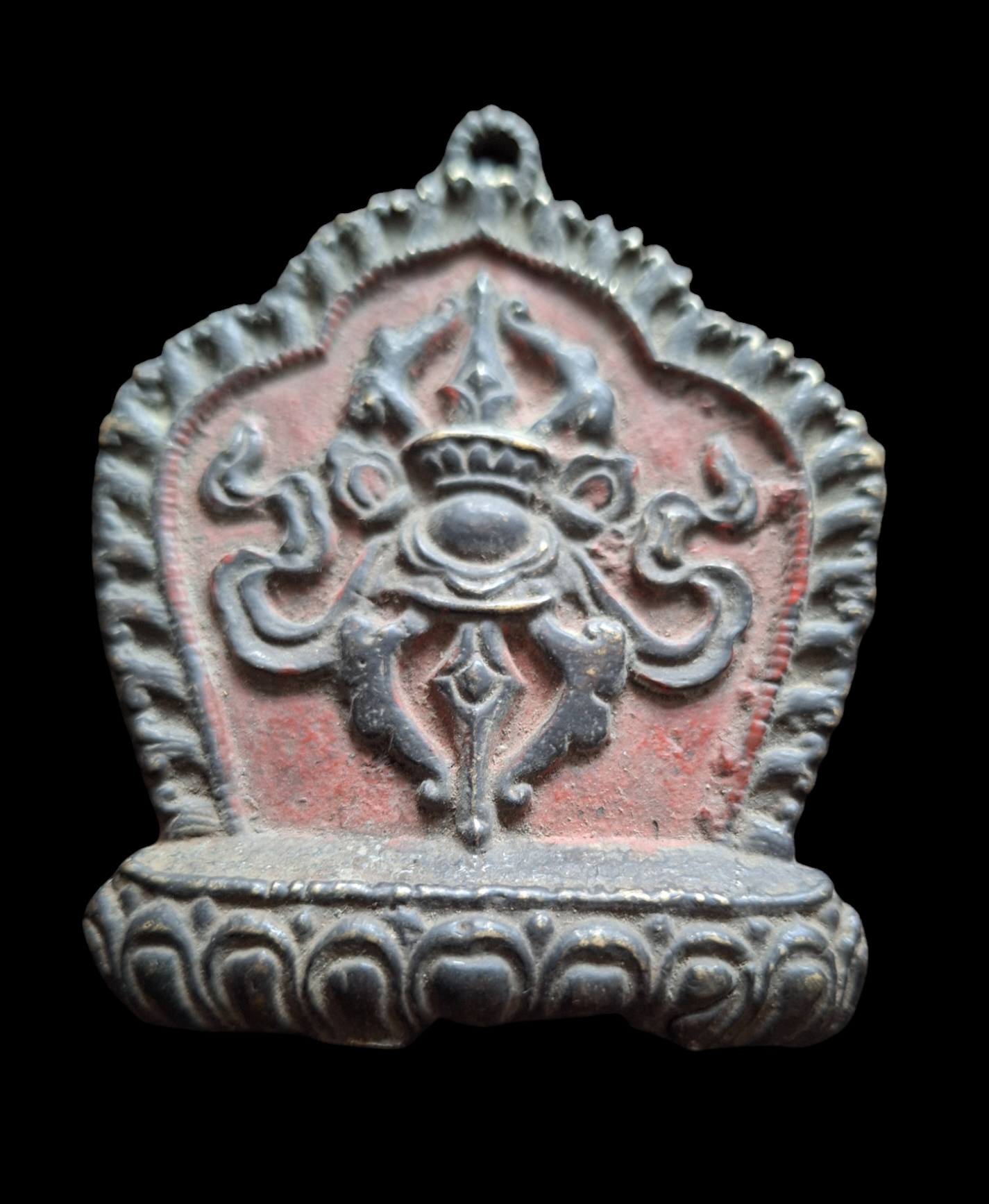 Vintage bronze Buddhist amulet pendant Dorje