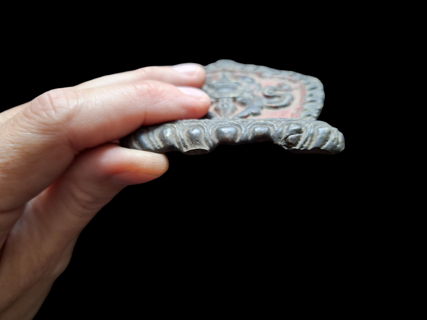 Vintage bronze Buddhist amulet pendant Dorje