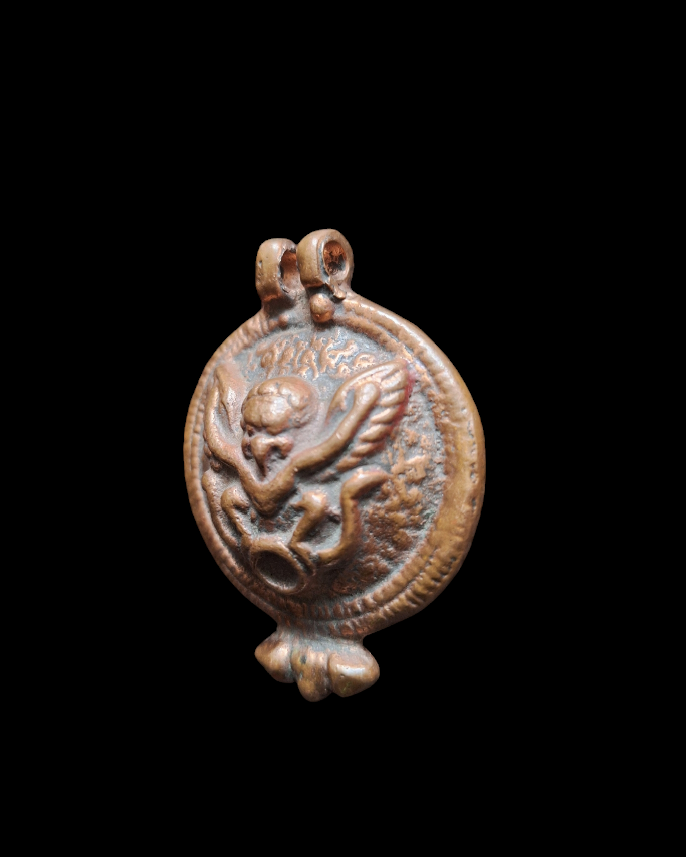 Red copper Garuda pendant