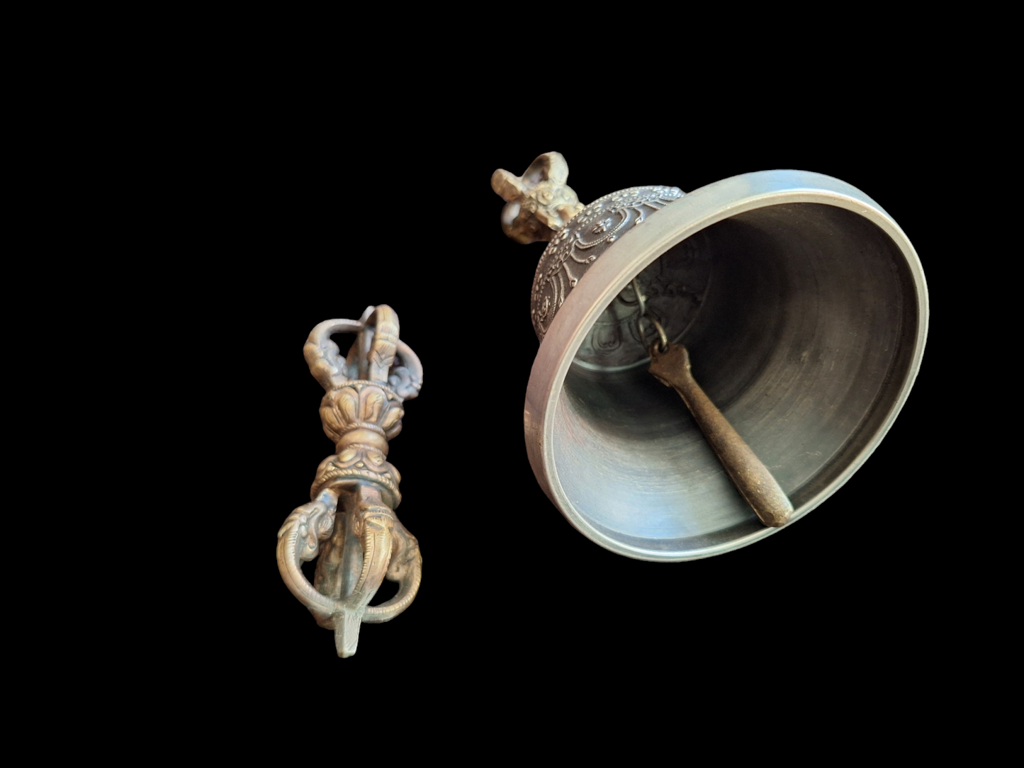 Vintage Tibetan Buddhist bell and dorje set
