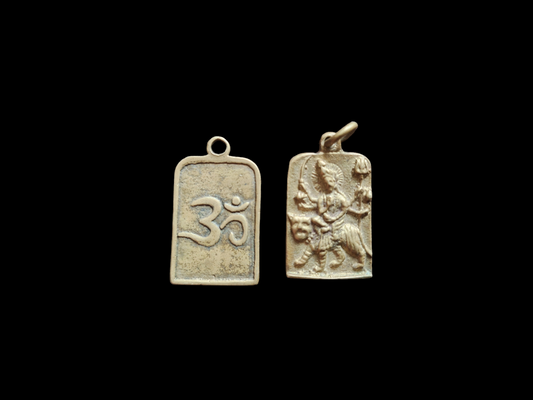 Vintage brass pendant Durga