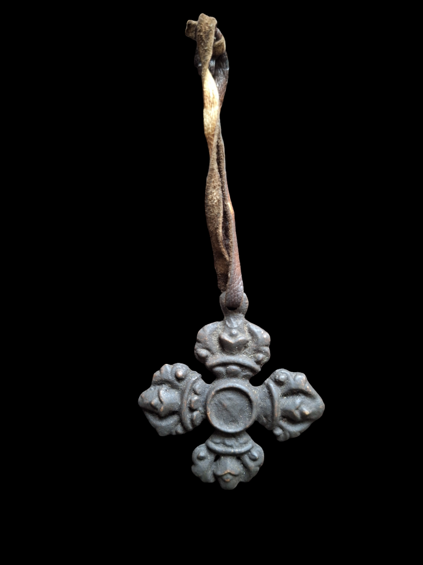 Old bronze double dorje pendant #2