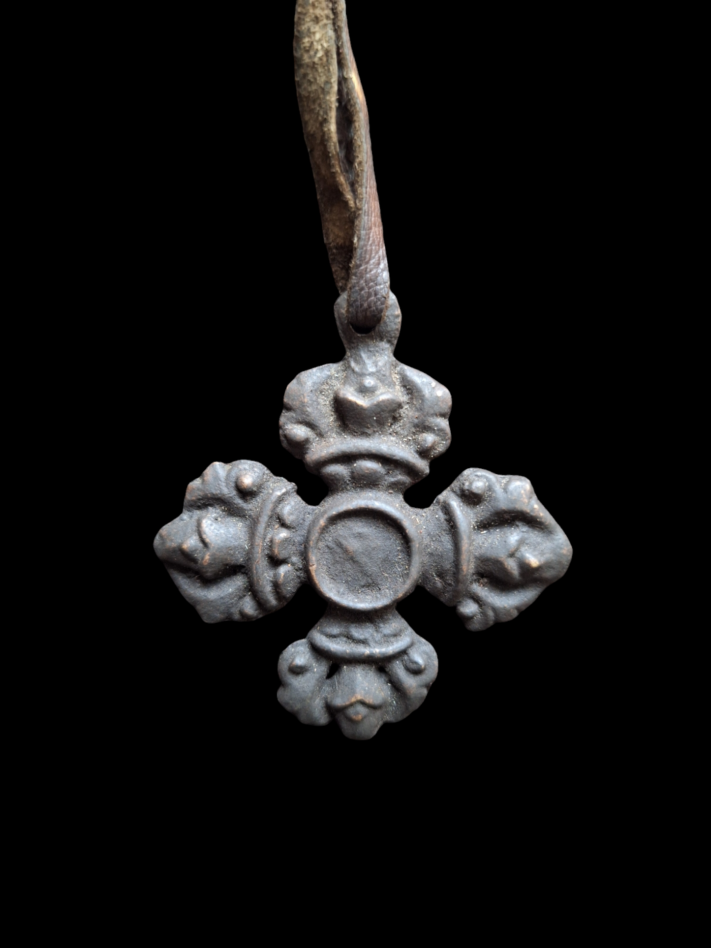 Old bronze double dorje pendant #2