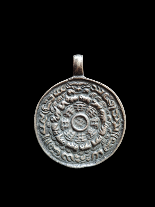 Old Nepalese shamanic mirror Lo Shu 48 mm