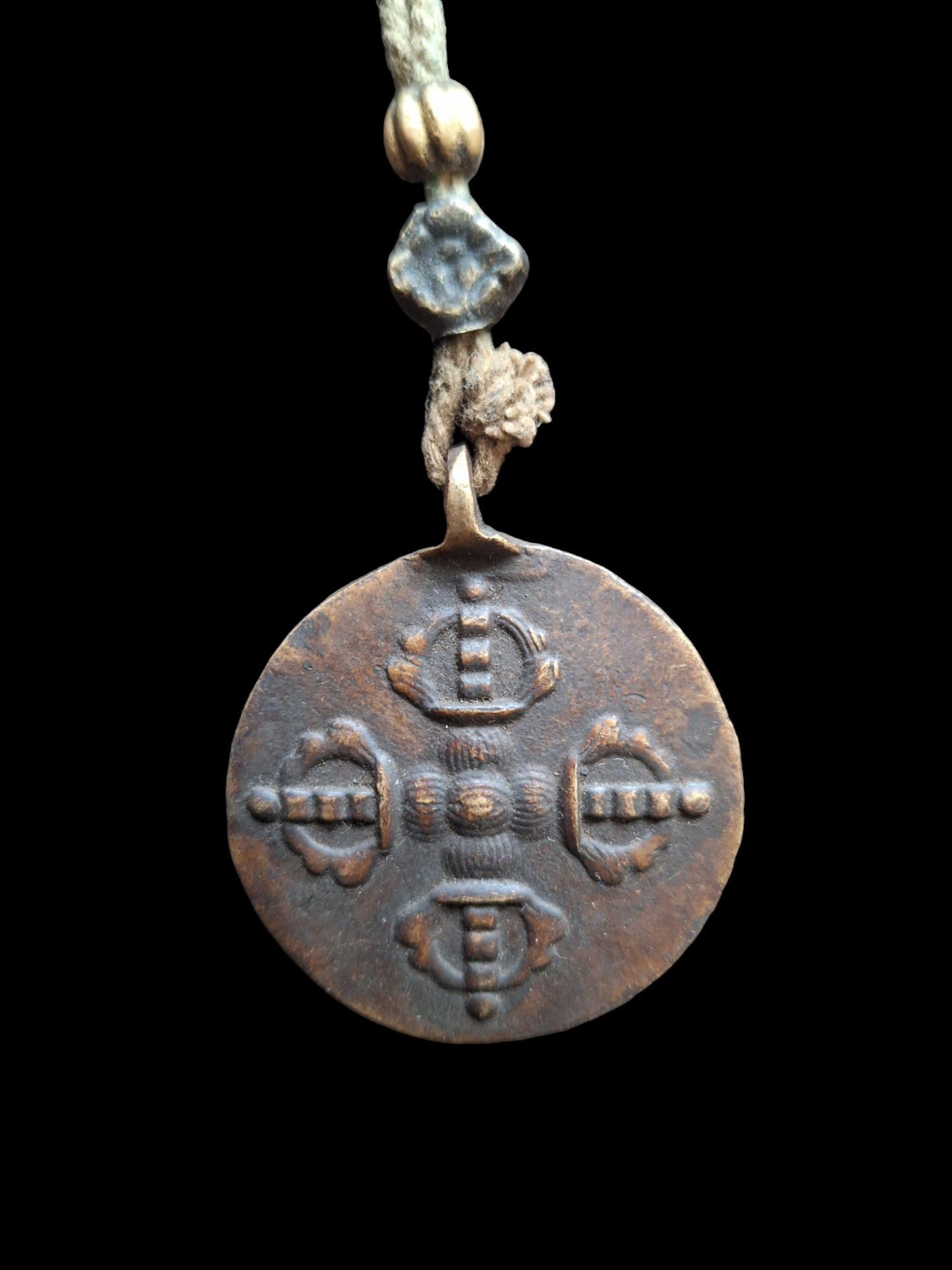 Old Nepalese mirror Double Dorje with Lo Shu 47 mm