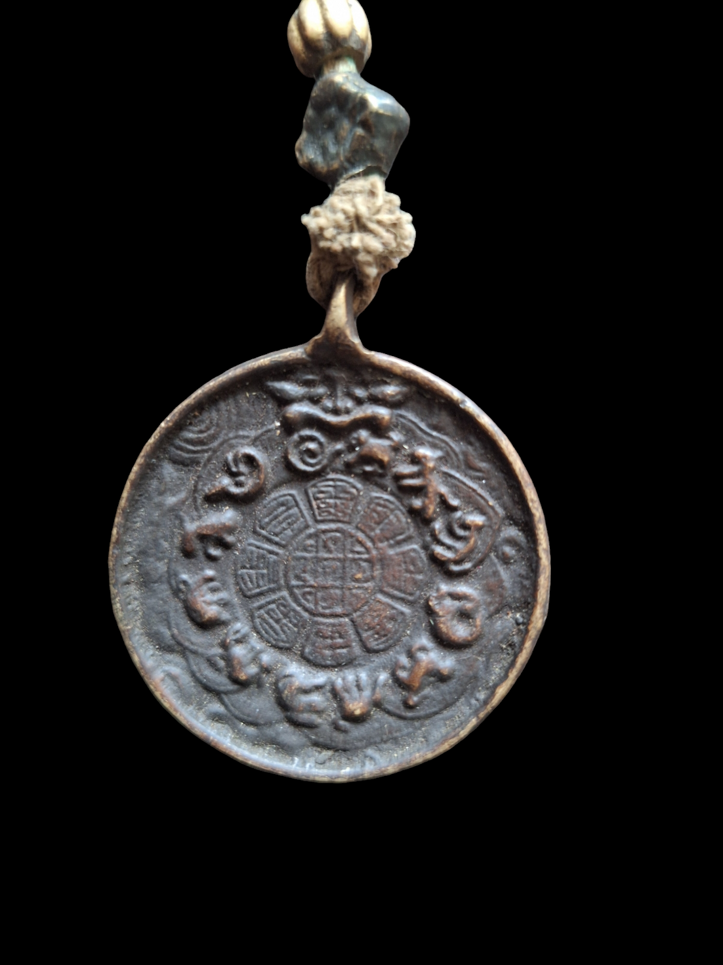 Old Nepalese mirror Double Dorje with Lo Shu 47 mm