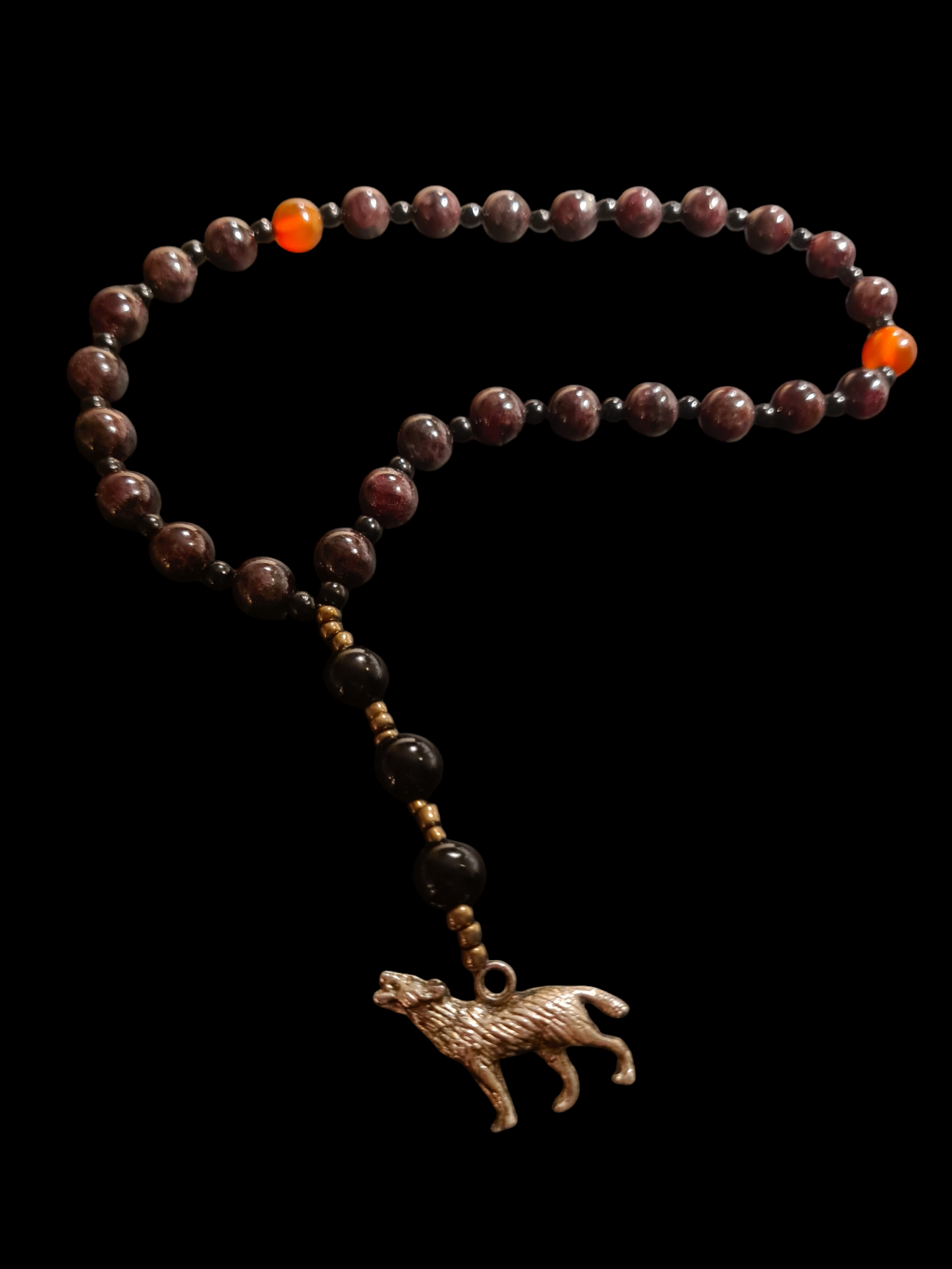 Prayer beads "darkred wolf"