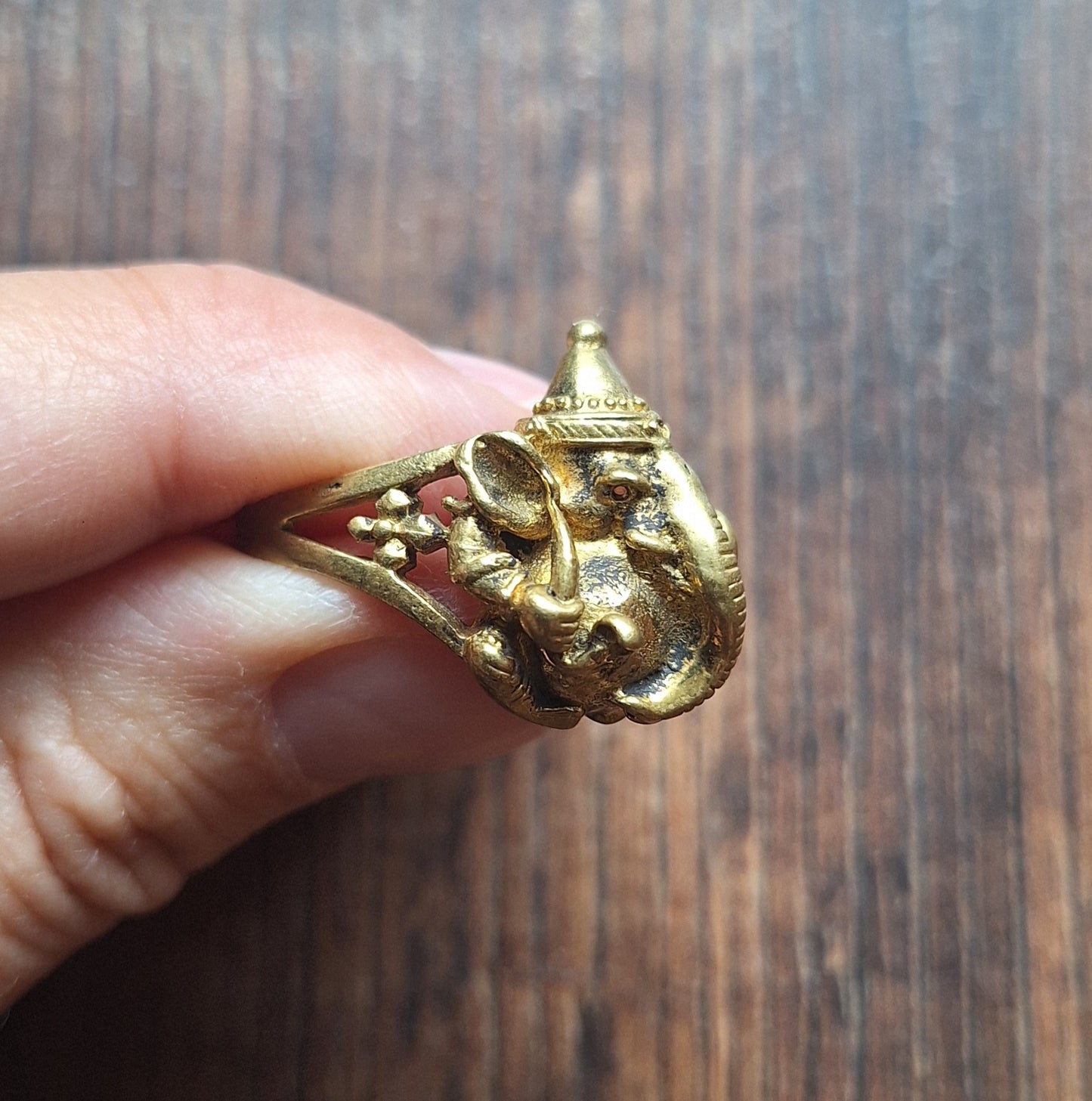 Brass ring Ganesha