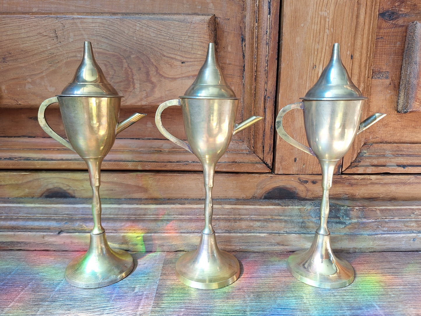 Vintage Dutch brass "Snotneus" oil lamp