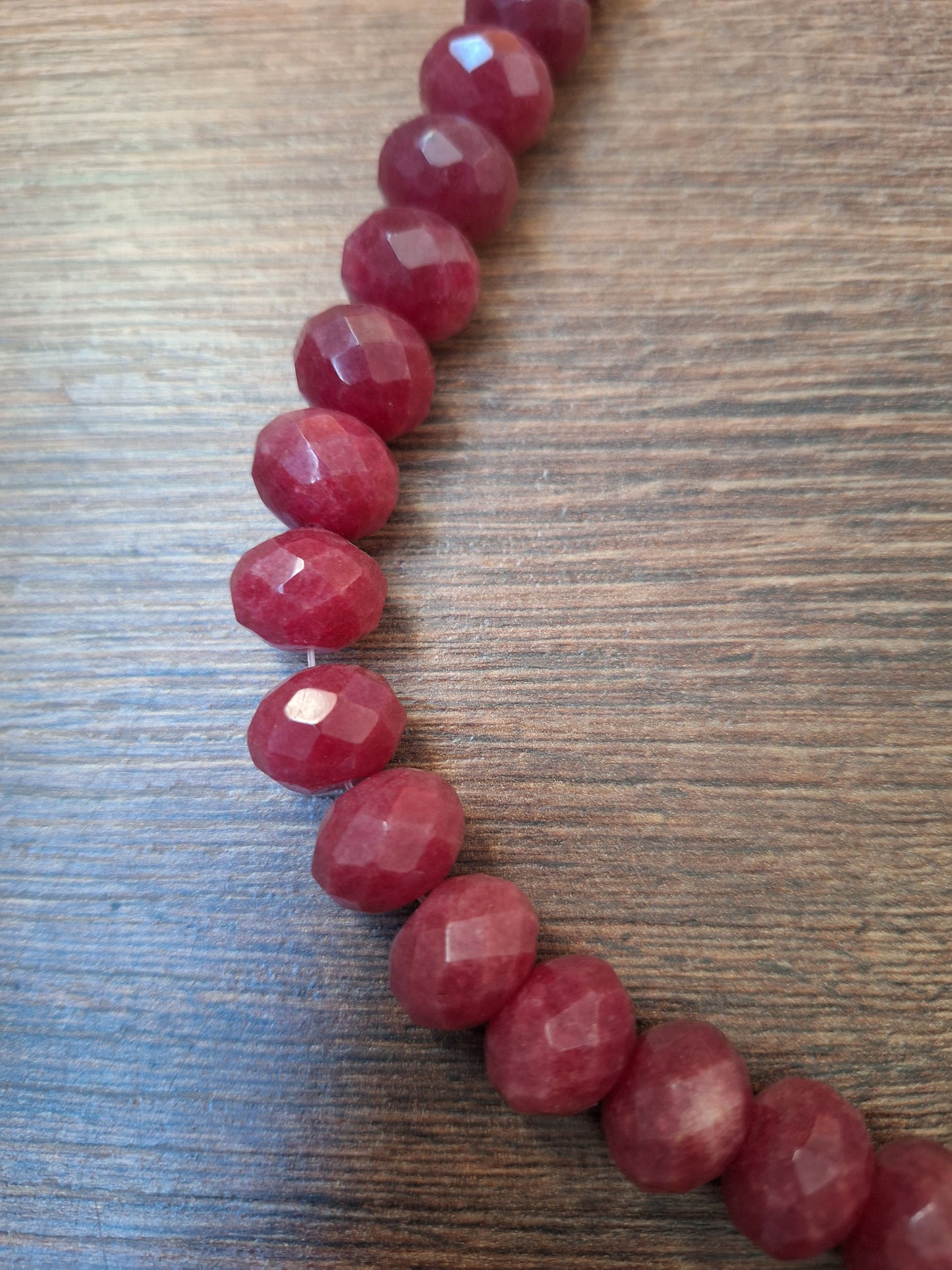 Faceted ruby bead strand