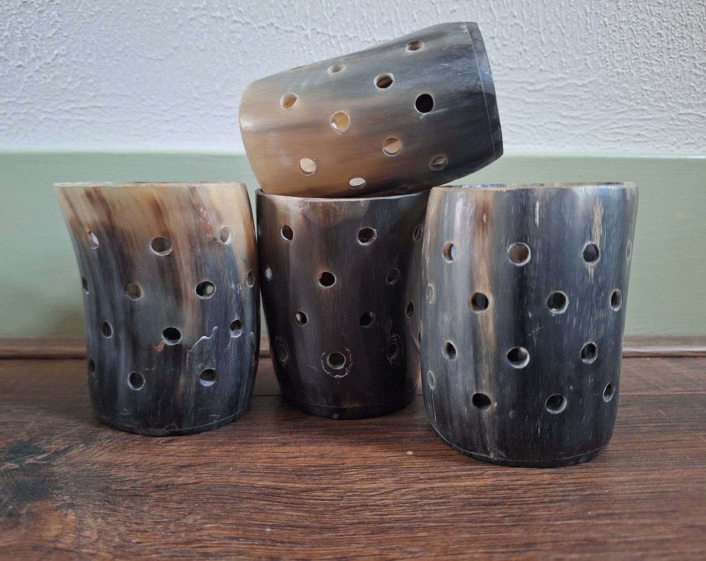 Cow horn candle holders