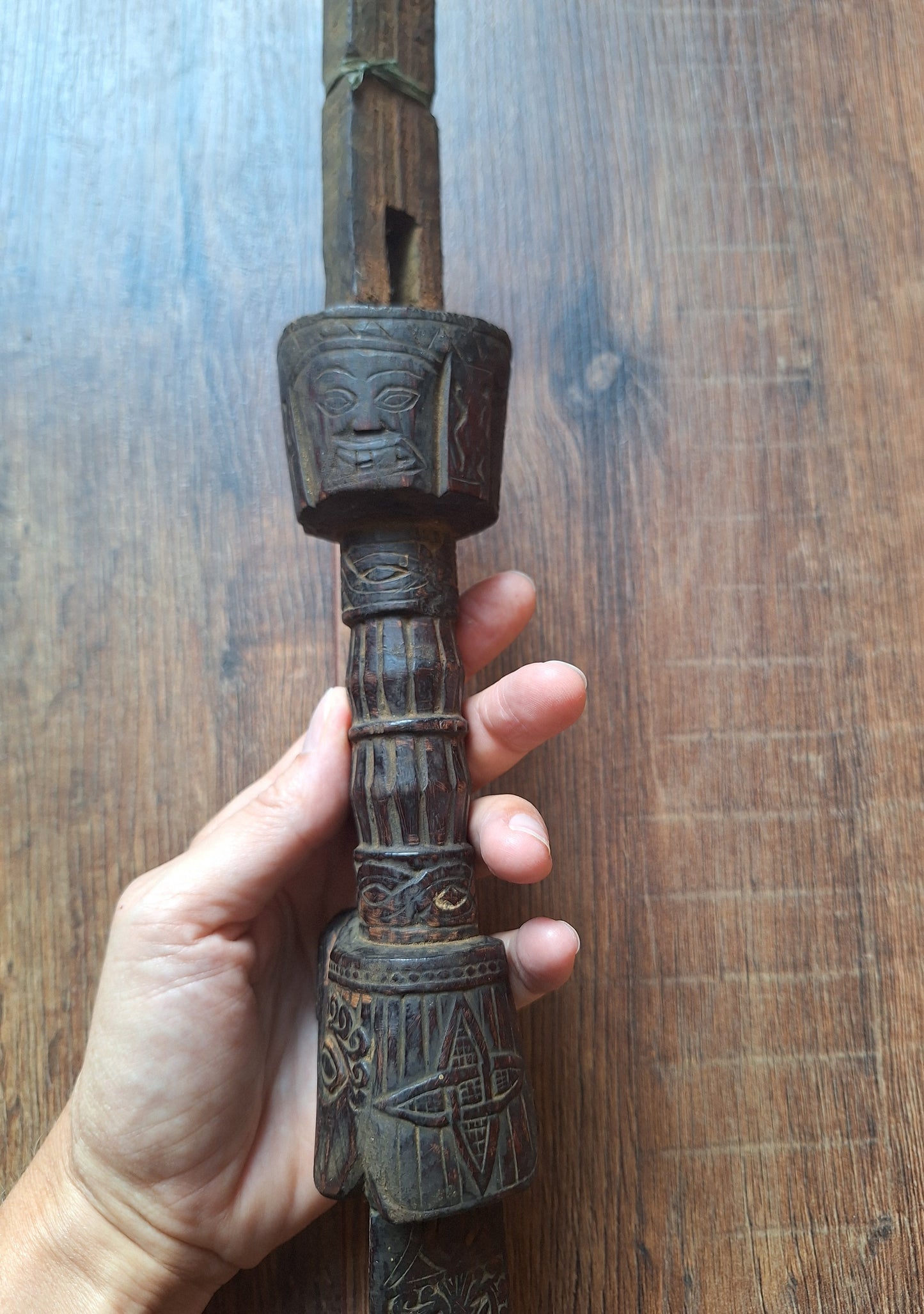 Vintage Nepalese dhyangro drum handle #2