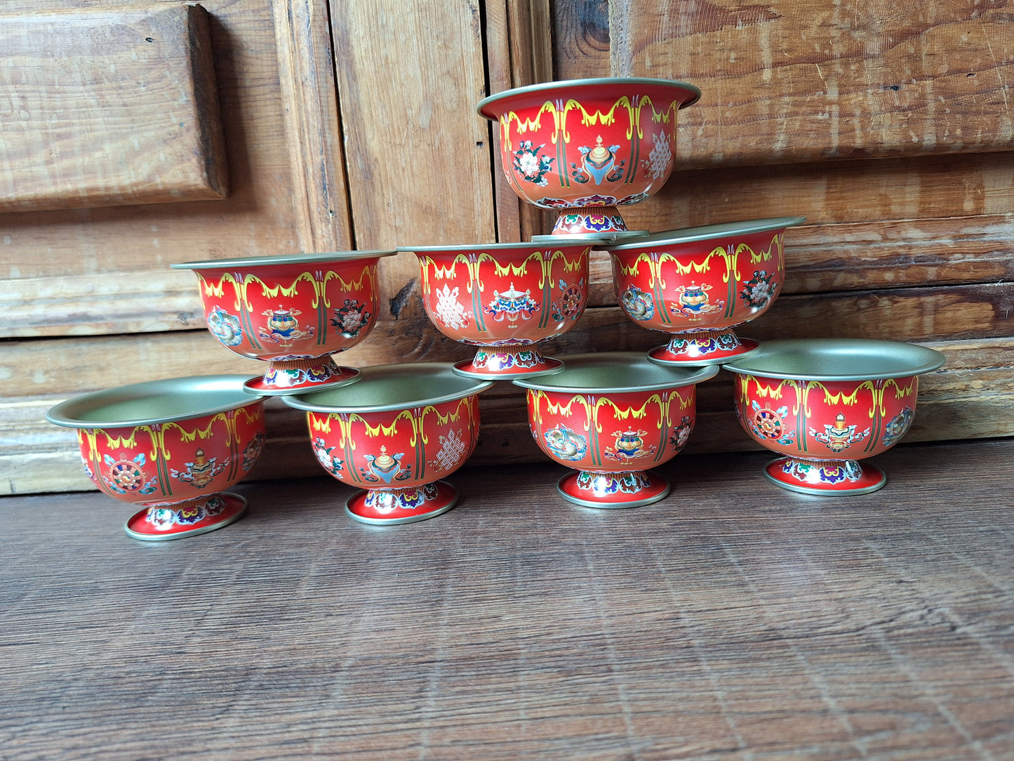 Aluminum offering bowl Eight Auspicious Symbols