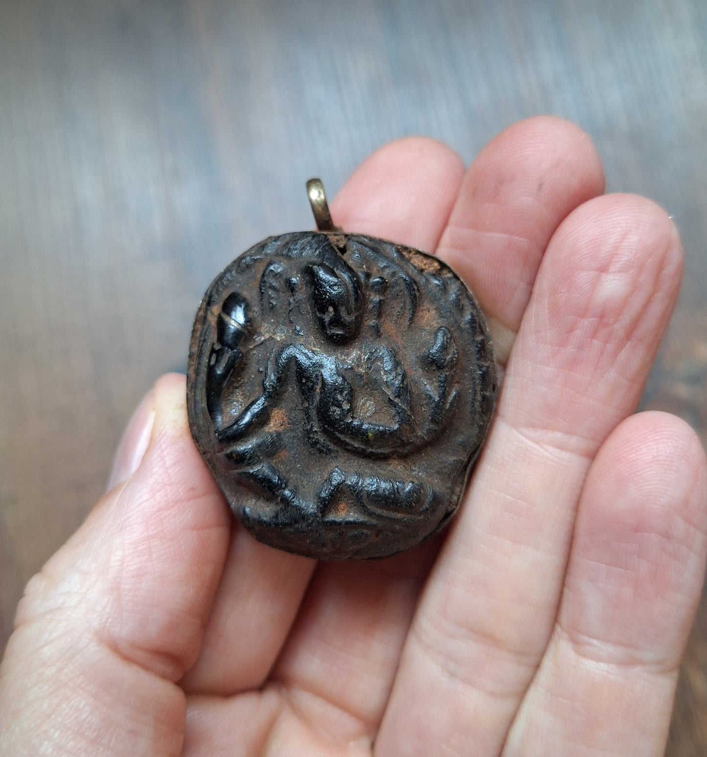 Vintage Nepalese glass pendant Tara