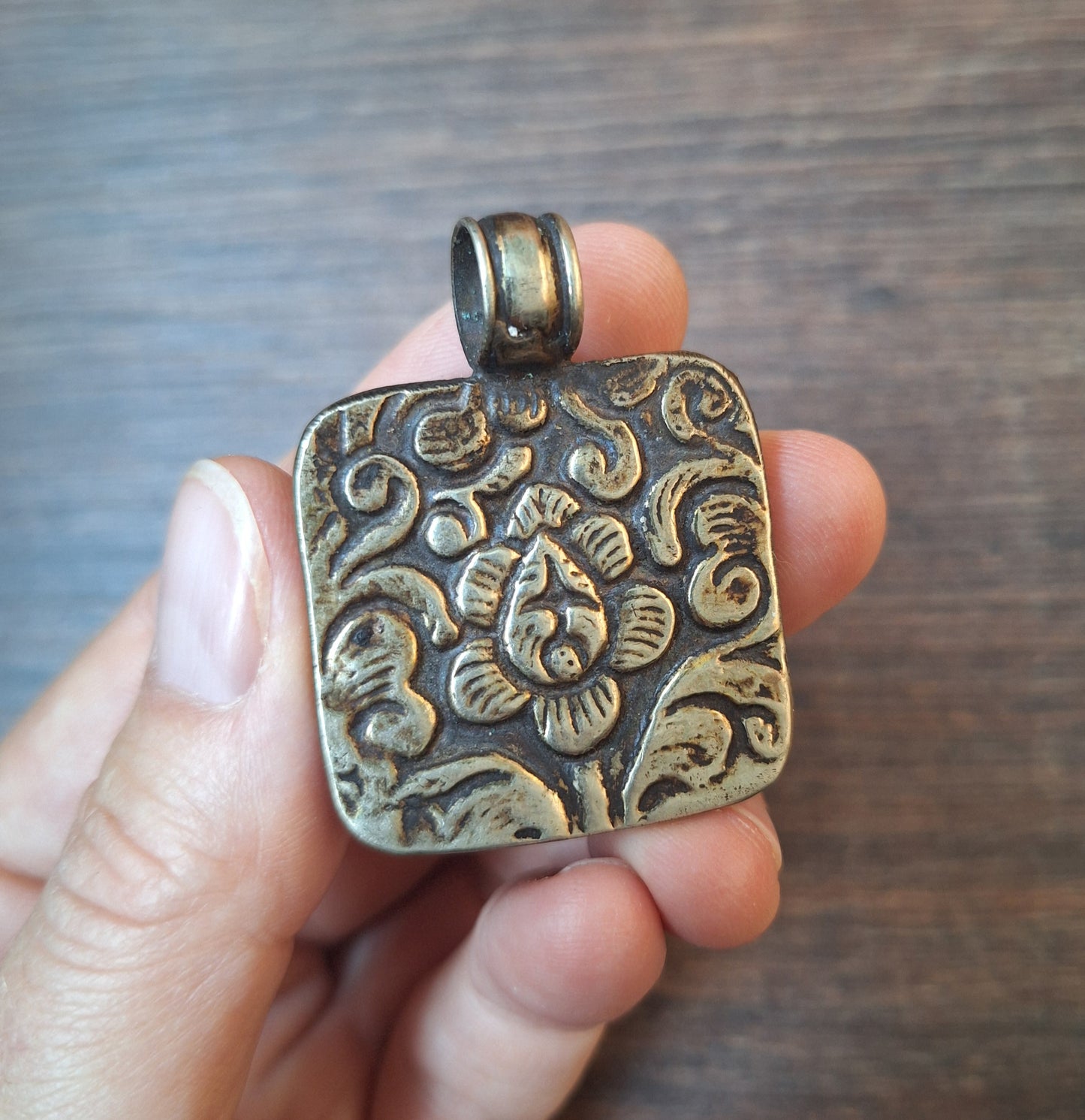 Vintage Tibetan silver and stone pendant