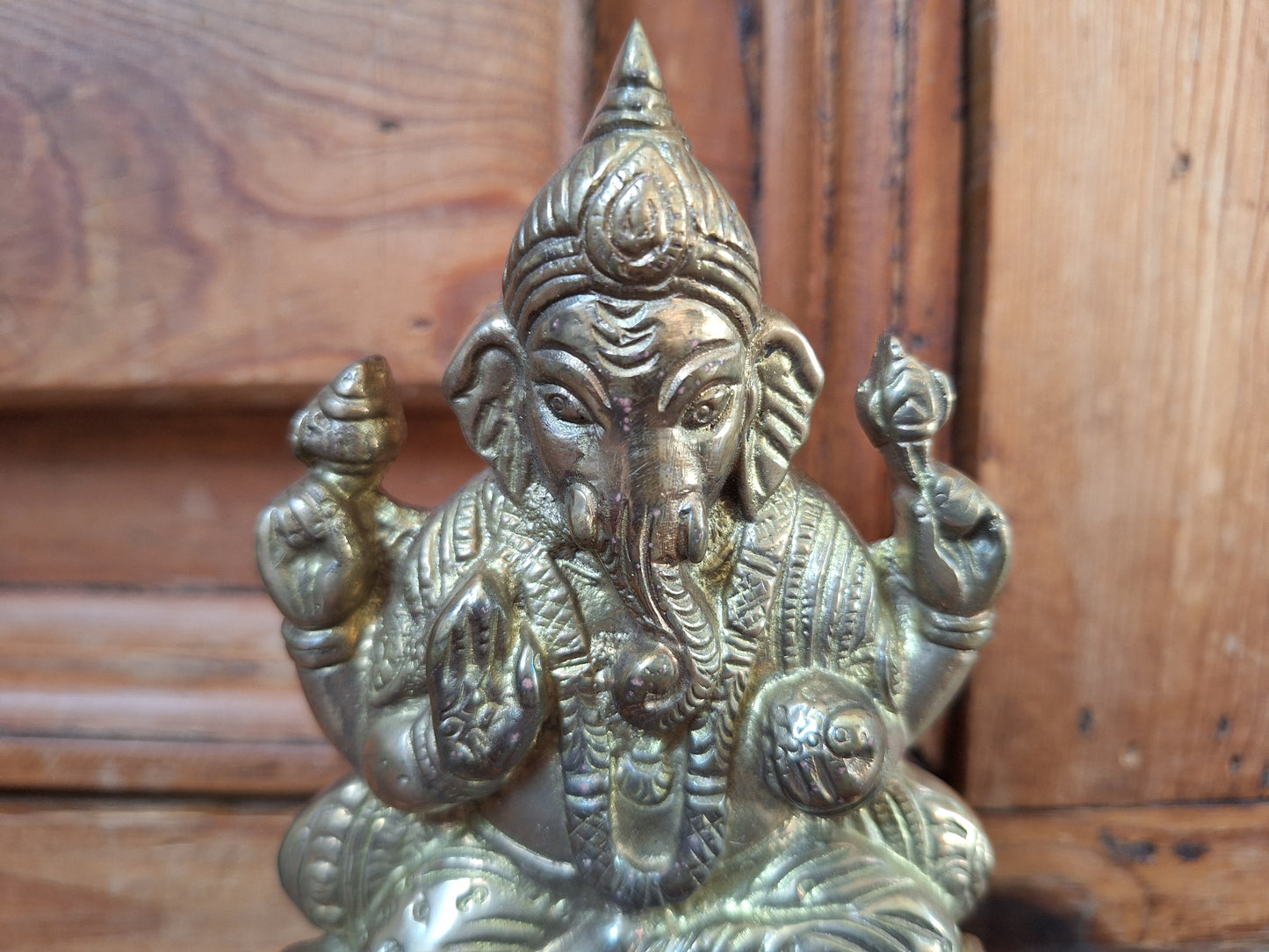 Brass Ganesha flat figurine #2