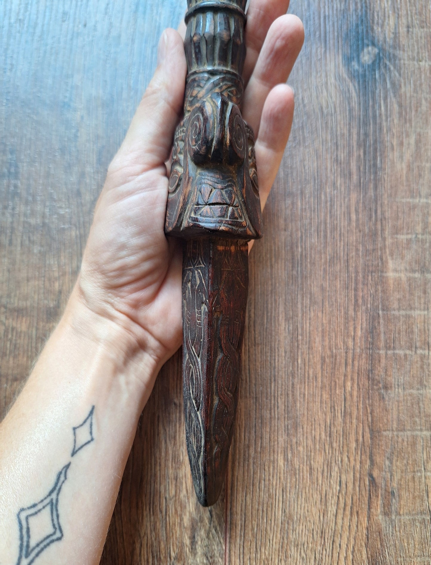 Vintage Nepalese dhyangro drum handle #2