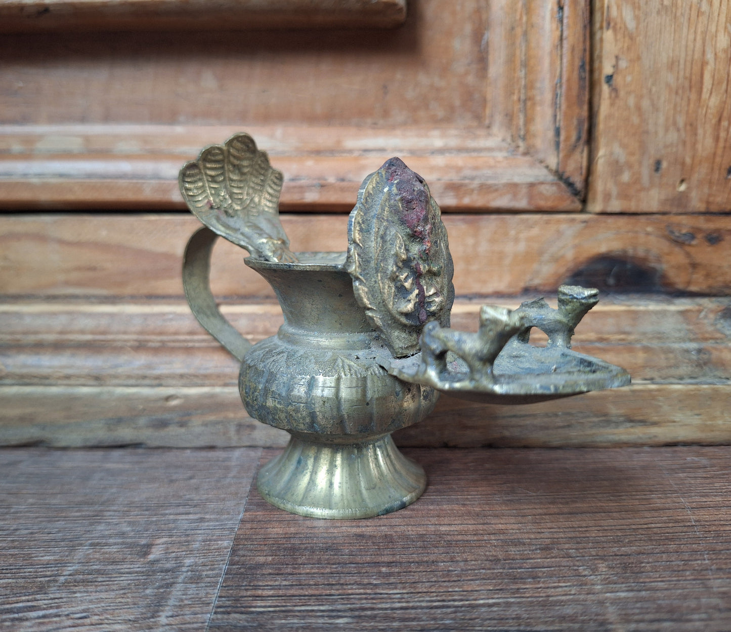 Vintage brass Nepalese sukunda oil lamp