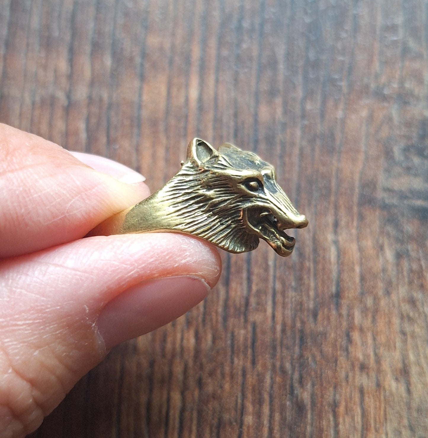 Brass ring Wolf