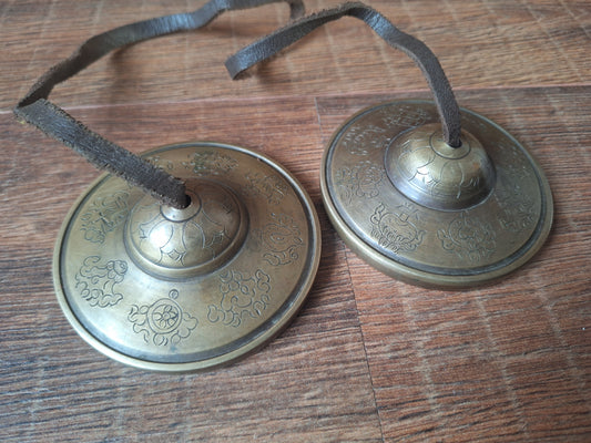 Tingsha bells Auspicious Symbols, with storage case