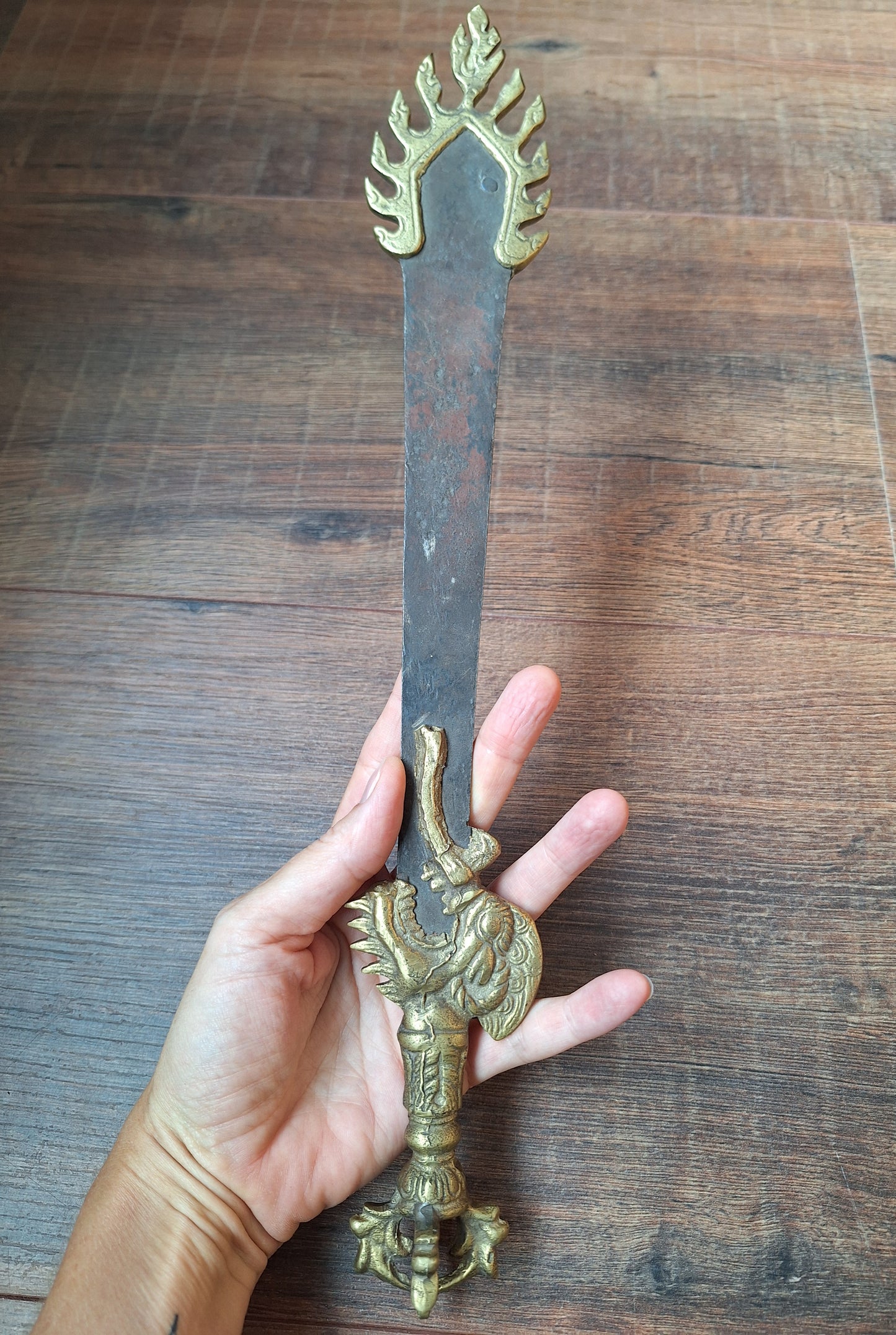 Vintage Tibetan iron and brass khadga #1