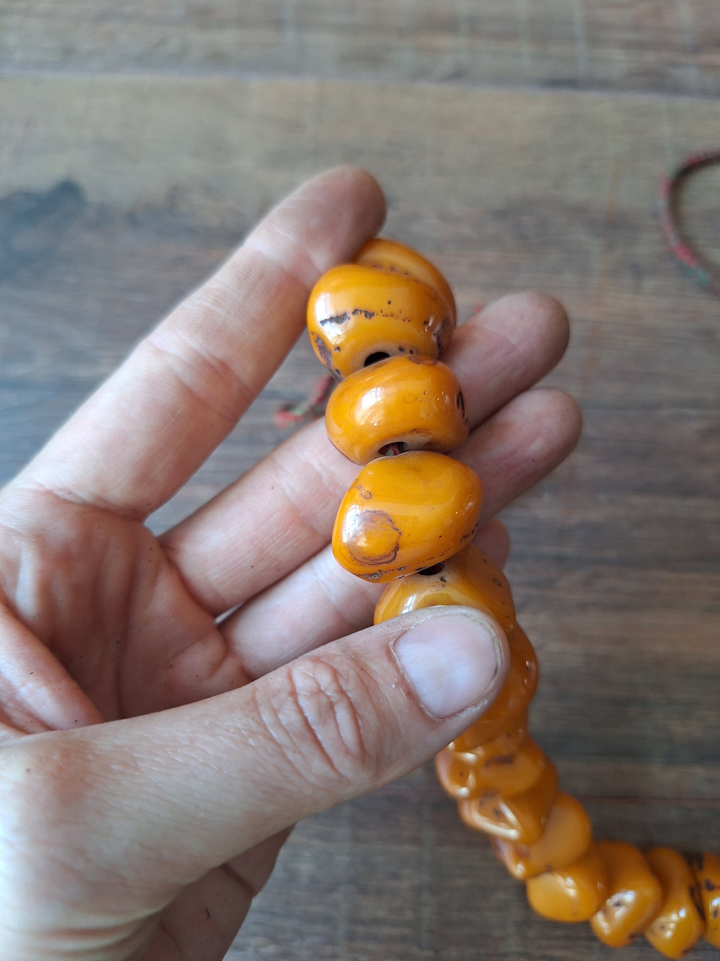 Vintage Nepalese copal beads strand #1