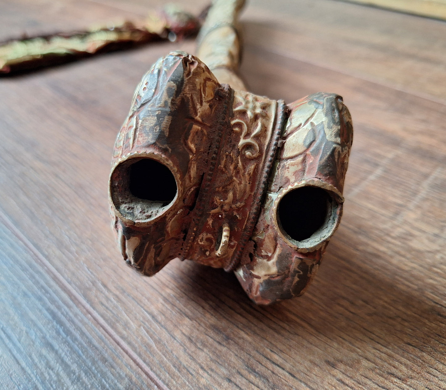 Vintage Tibetan Buddhist carved yak bone kangling