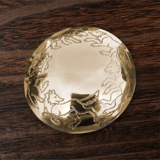 Spirit of the Wolf 8cm brass mirror