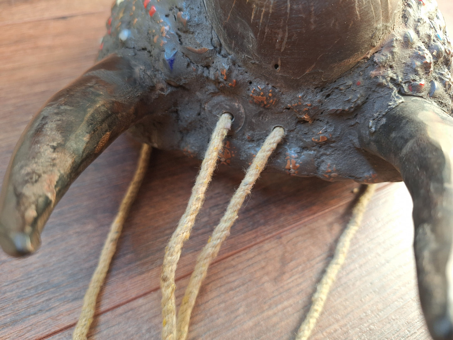 Vintage Nepalese wrathful spirit mask with seeds, shells and horns #2
