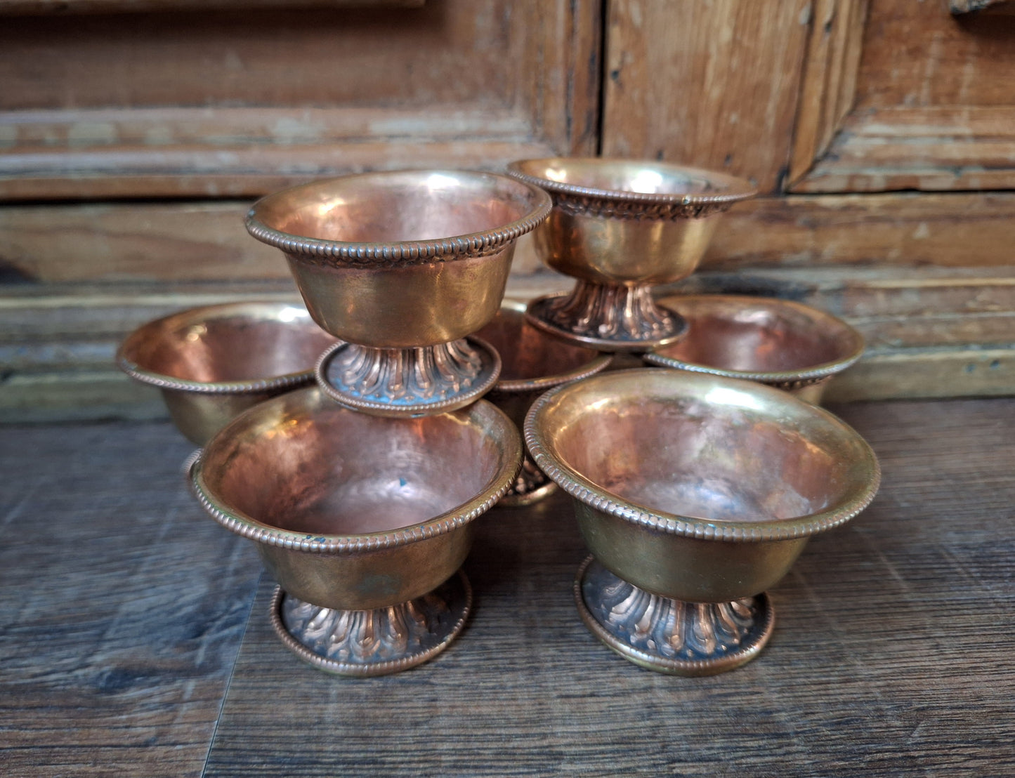Vintage red copper offering bowl