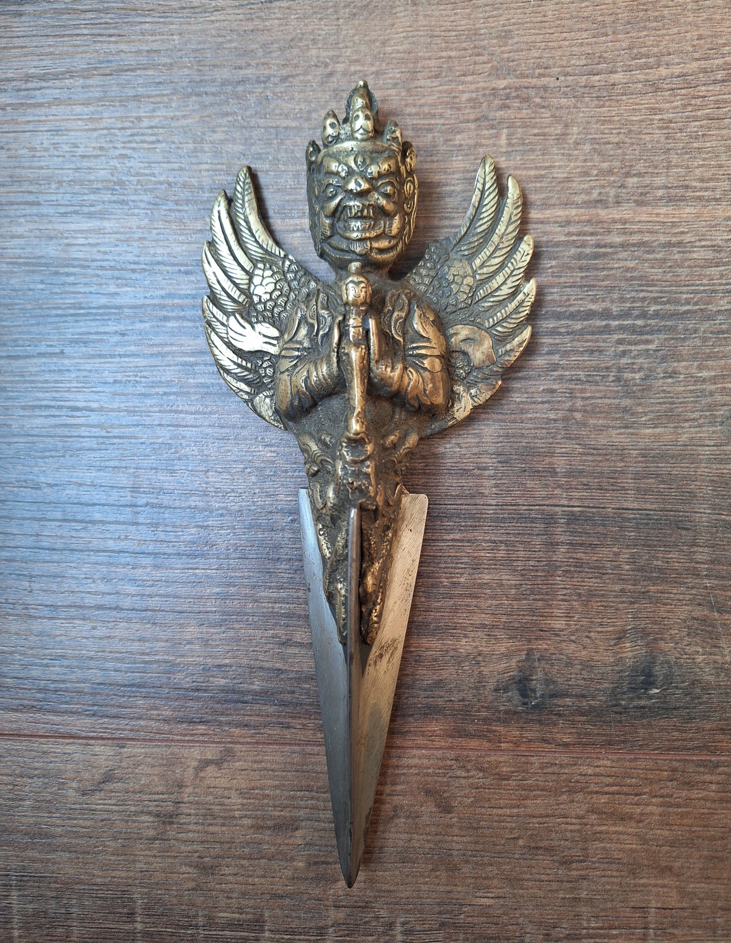 Vintage brass and iron Vajrakilaya phurba