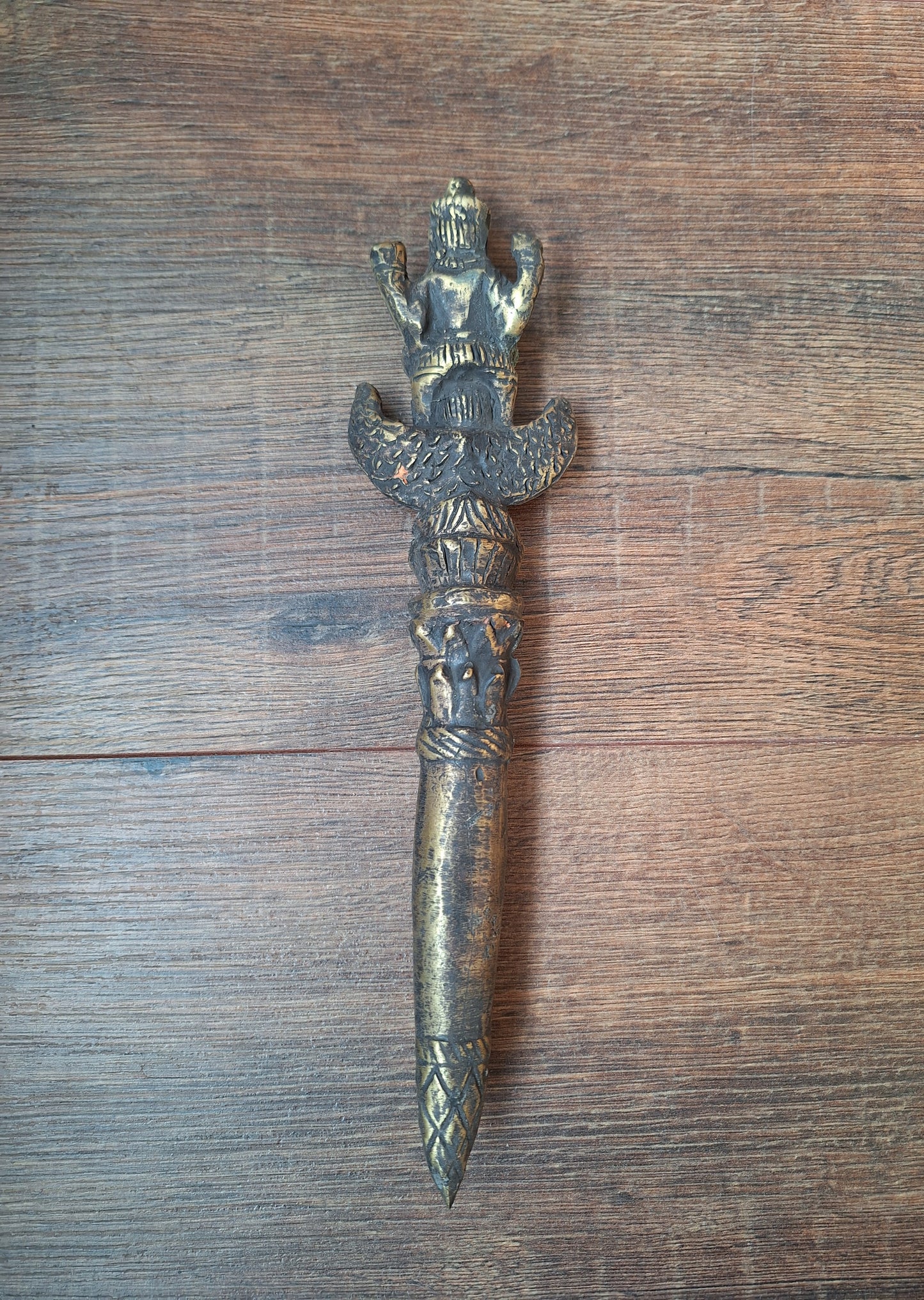 Vintage Thai buddhist ritual staff Vishnu on Garuda